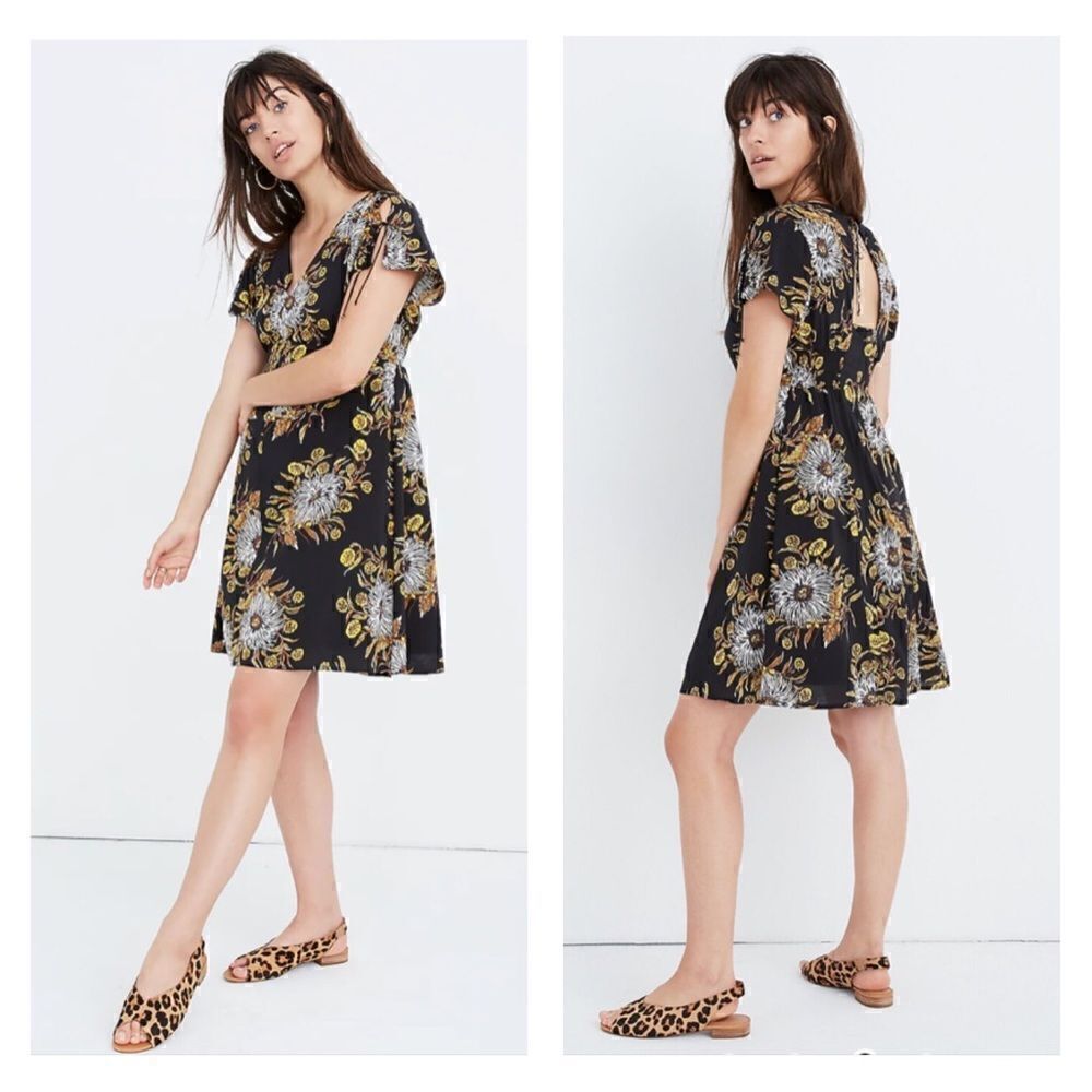 Madewell painted blooms open back mini dress 6